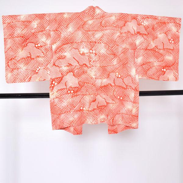 Prices down2)(中古品)羽織 「オレンジ 花」 正絹 総絞り Prices down2)(中古品)羽織 「オレンジ 花」 正絹 総絞り