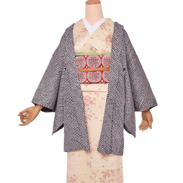 羽織　総絞り　鹿の子模様　青海波　菱形模様　ワインレッド　着物　101t 伝統的な和柄・青海波が持つ意味と魅力 | キモノハーツ横浜 | 成人式の