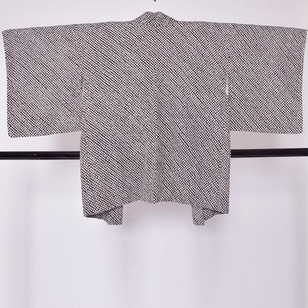 Prices down）(中古品)羽織 「黒紫 鹿の子」 正絹 総絞り 羽織り