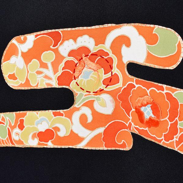 【中古品】羽織 「黒地 雲取に唐花文 金刺繍」 正絹 羽織り 【メール便不可】