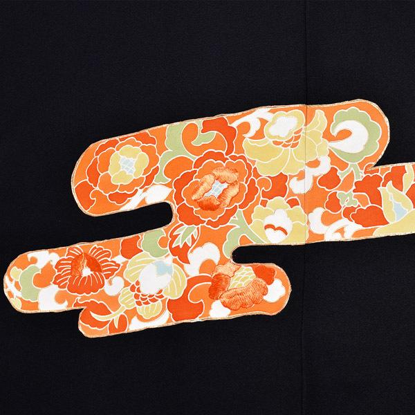 【中古品】羽織 「黒地 雲取に唐花文 金刺繍」 正絹 羽織り 【メール便不可】