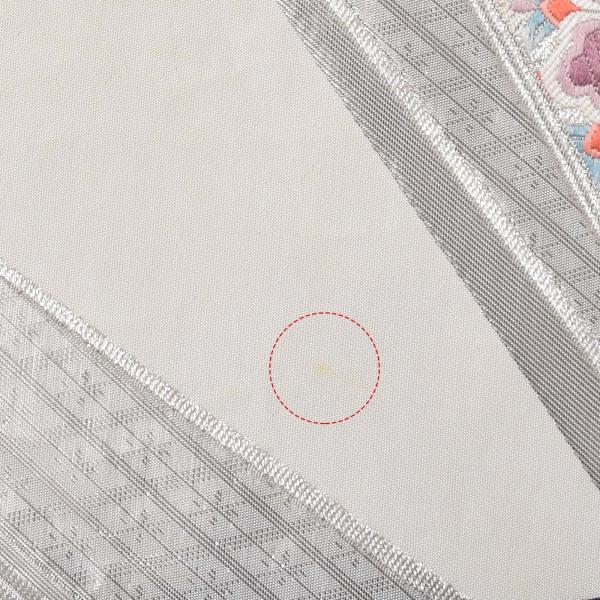 【Prices down2】【中古品】仕立て上がり 袋帯「白鼠 銀 紗綾形に鳳凰」唐織 【メール便不可】＜T＞ss2512ofk20 Prices down2）(中古品)仕立て上がり 袋帯 「白鼠 銀 紗綾形に鳳凰