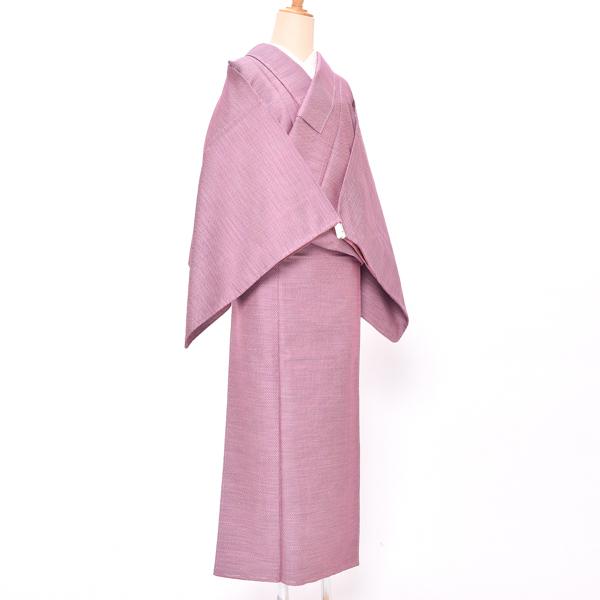 Prices down2）(中古品)仕立て上がり 袷着物 紬 紫 十字絣 袷 正絹  