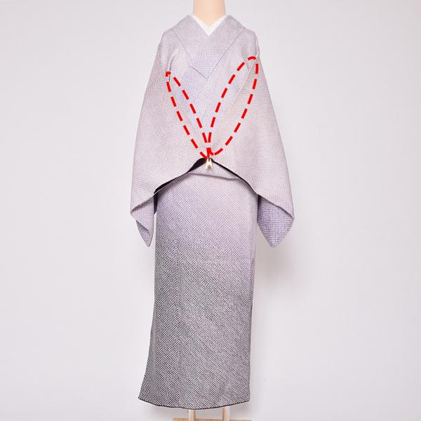 Prices down3）(中古品)仕立て上がり 袷着物 「紫暈し 総絞り」 正絹 