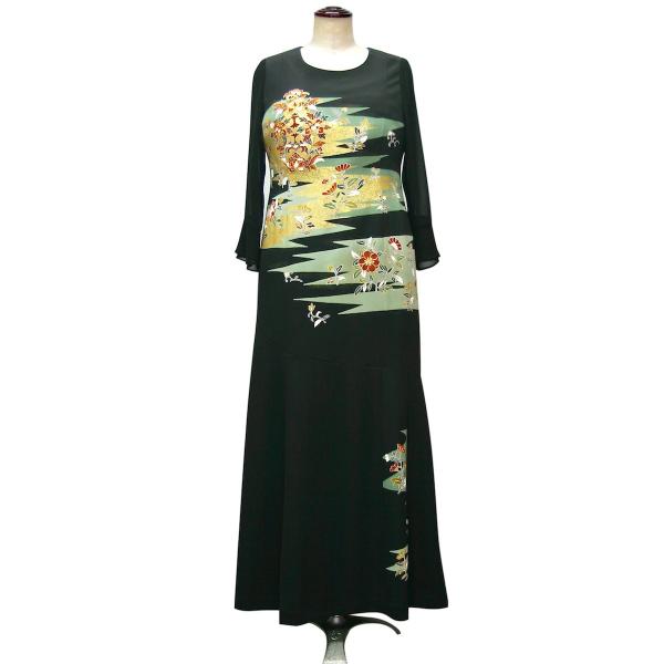 一点物の正絹留袖ドレス 和ドレス 留袖ドレス ミセス 着物リメイクドレス 和ドレス 結婚式 ワンピース 参列 母親 親族 フォーマルドレス ワンピース ミセス 正絹 日本製 送料無料 11号 15 Kimono文珠庵 早割クーポン高質本物 の 通販限定販売 の