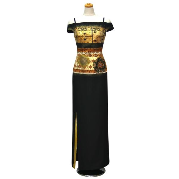 一点物の正絹留袖のドレス 送料無料 着物ドレス 着物リメイクドレス 和ドレス 結婚式 参列 パーティドレス 母親 親族 ファッション フォーマルドレス ワンピース 正絹 日本製 送料無料 9号 15 098 Kimono文珠庵