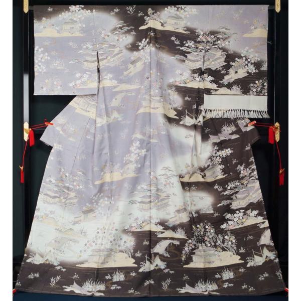 特選 新品未仕立て品 しょうざん 生紬 お仕立て代込 洒落訪問着 仮絵羽 