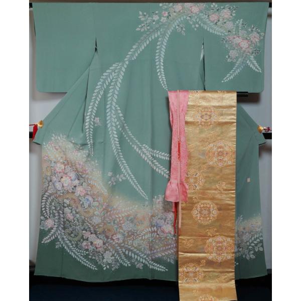 着物セット 辻が花訪問着と袋帯、帯揚げ、帯締め 4点セット 作家物 