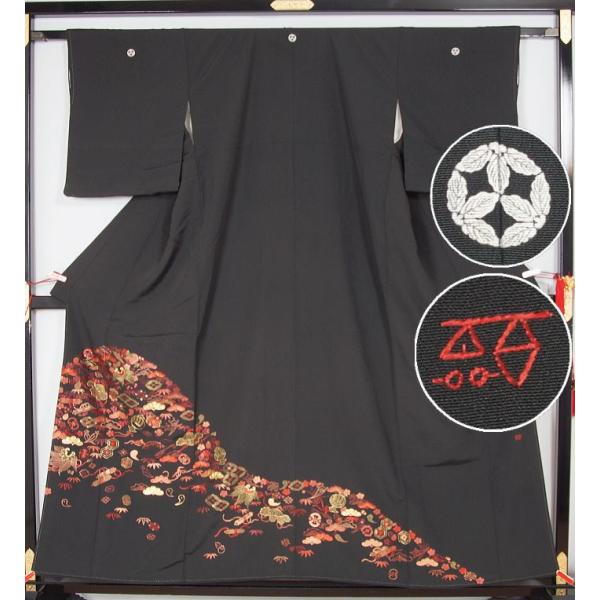 D871＋　D777 黒留袖　宝尽くし　総刺繍　蘇州刺繍　正絹　着物　袷　美品 a1287-8_1.jpg