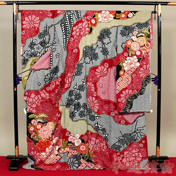 和遊館 即決efa2050 京友禅 総絞り 豪華 金駒 相良刺繍 お振袖  