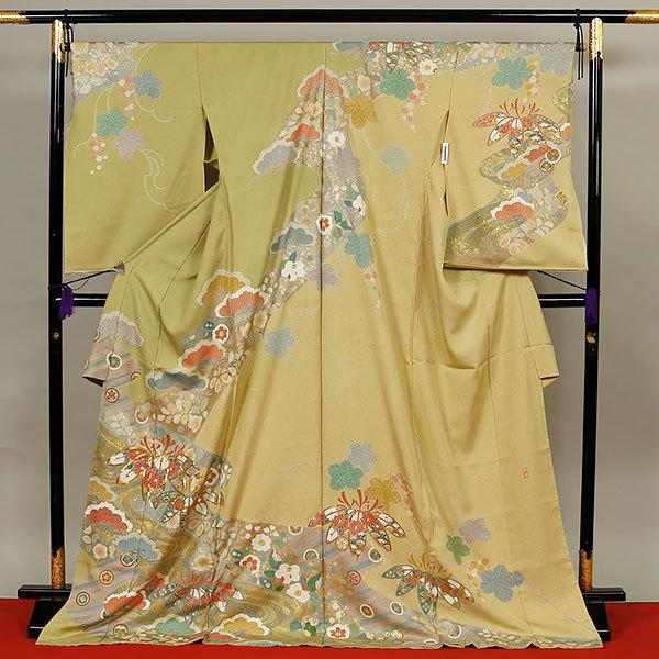 春峰落款 正絹 着物 訪問着 袷 金糸刺繍