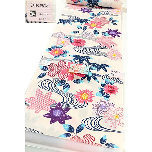 新品未使用品　紅型調ゆかた　東京本染　源氏物語　送料無料 和遊館】即決kta2147 東京本染め源氏物語紅型調綿麻浴衣着尺