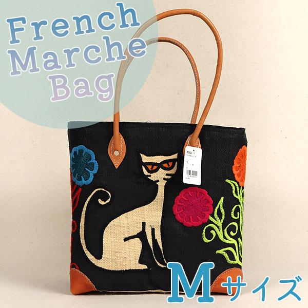 L かごバック フレンチマルシェバック 花 トートバック 大容量 軽い