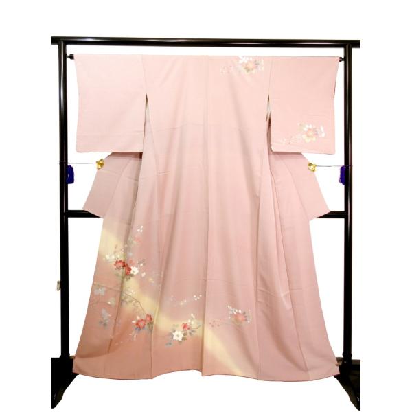 未使用　友禅　手描き　草花文　正絹付下げ訪問着　結婚式　お茶席　j471 st070_1.jpg