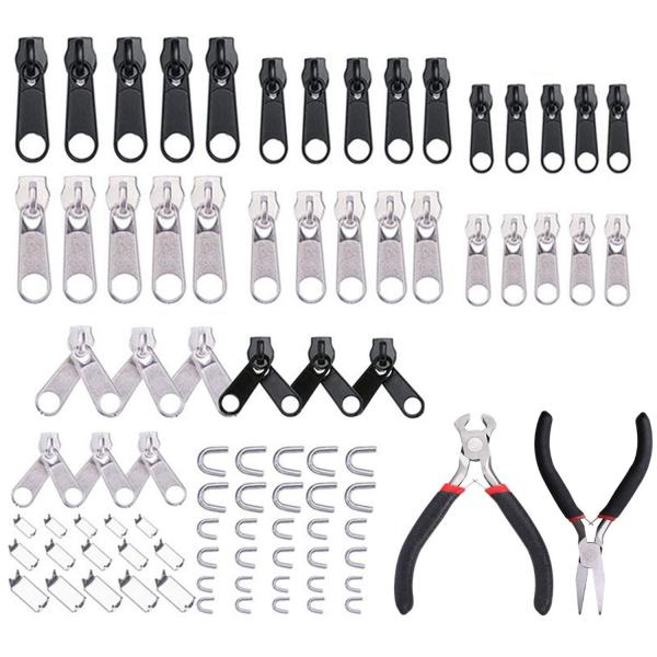 ジッパー ファスナー修理キット 修理用ペンチ２個付き 縫製 交換用 DIY ジッパー ファスナー引っ張り 多機能ジッパーヘッド 財布裁縫/手作り/服