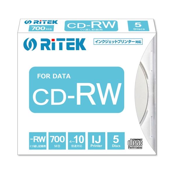RiTEK　CD-RW700.PW5P　A　データ用CD-RW　　700MB　　５枚スリムケース　　　ホワイト 120