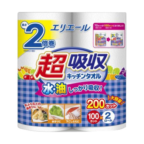 大王製紙 エリエール 超吸収キッチンタオル １００カット ２Ｒ