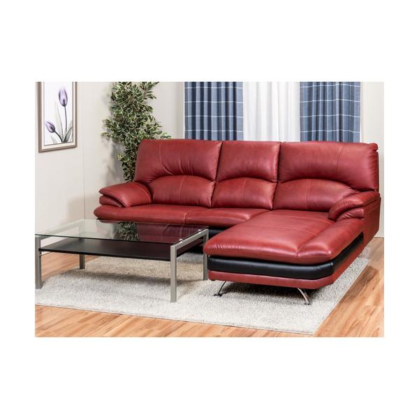 幅237］左カウチソファ 本革 「YCS150003RD」 レッド ヤマダオリジナル