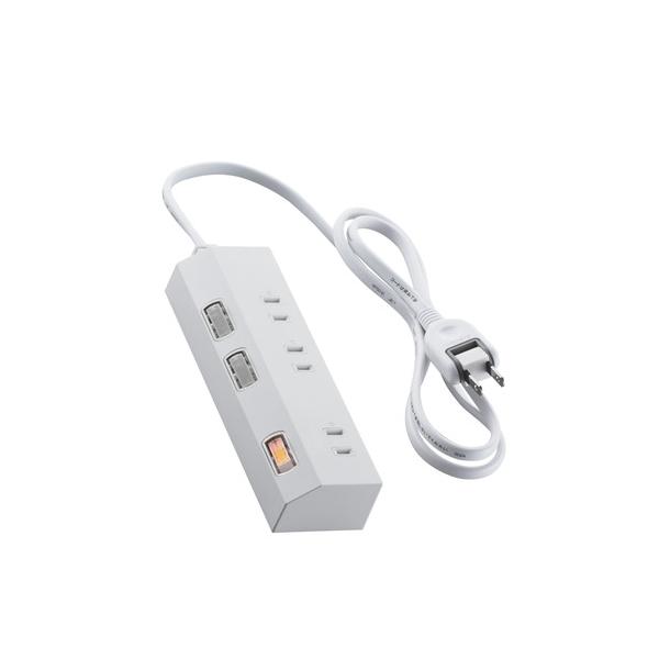 エレコム T-IS01-2310WH 電源タップ延長コード 1m コンセント 3個口 ほこりシャッター 極性対応 絶縁キャップ 雷ガード 個別スイッチ スイングプラグ ホワイト