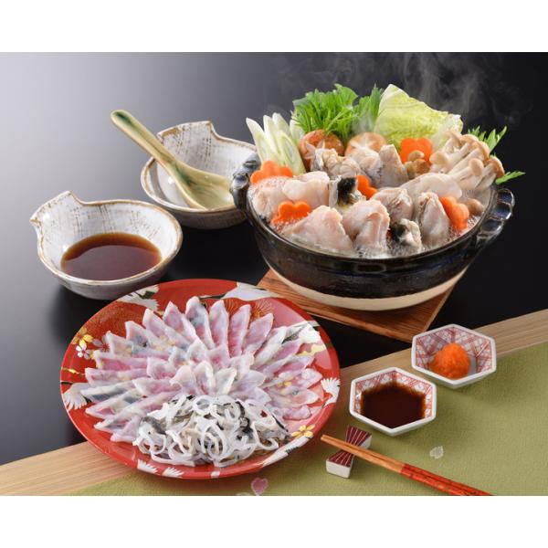 ●商品内容とらふぐちり（切身、アラ）300g、とらふぐ皮60g、とらふぐ生白子50g、ふぐちりスープ300g、ふく醤油30ml×3、もみじおろし10g×3●アレルギー指定食品小麦※お皿やパッケージなどのデザインが変更になる場合がございます。...