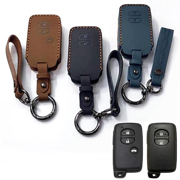 【ご確認】２枚目の適合キー画像と、実物キーをご確認下さい。車種名が同じでも、年式等で形状が異なる場合が御座います。【内容/材質】キーケース：牛革キーホルダー：亜鉛合金ブラック(やや薄い黒色)、ブラウン（茶色）、シアン（青色と緑色が混ざった具...