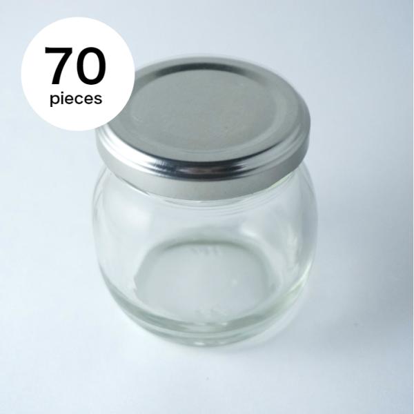 ジャム瓶50 まる型106ml フタ付き 70個入りカートン 保存容器 ガラス製 [日曜祝日 配送休業]