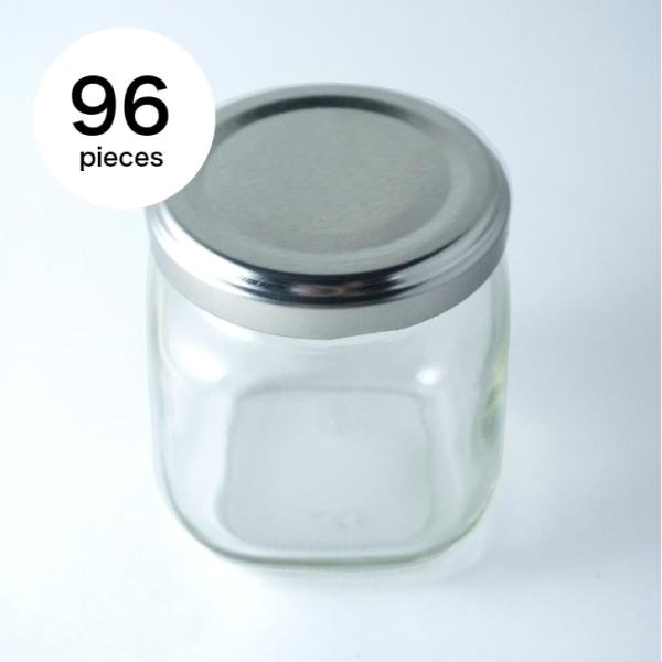 ジャム瓶50 4角125ml フタ付き 96個入りカートン 保存容器 ガラス製