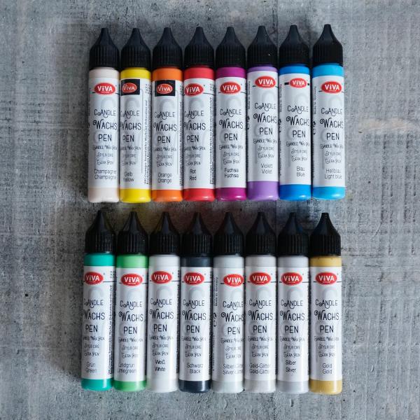 キャンドル製作用のデコレーションペンです。液体ワックス(水性インキ)を使用しているので、直接描いたり、筆にとって書くこともできます。キャンドルと一緒に燃えます。乾燥には24時間かかります。人体に有害な物質は使用していません。■キャップを開け...