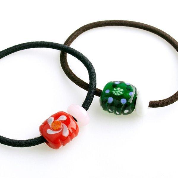 ジャラジャラヘアゴム  ナチュラルストーン×とんぼ玉 ジャラジャラヘアゴム ナチュラルストーン×とんぼ玉