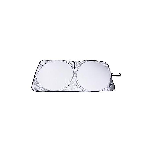 他サイト： メルテック(meltec) 車用 日よけ 遮光マジカルシェード フロント用 Sサイズ遮光率99%&amp;UVカット コンパクト収納 収納袋付 ドラレコ対応 シルバー/ブラの商品画像