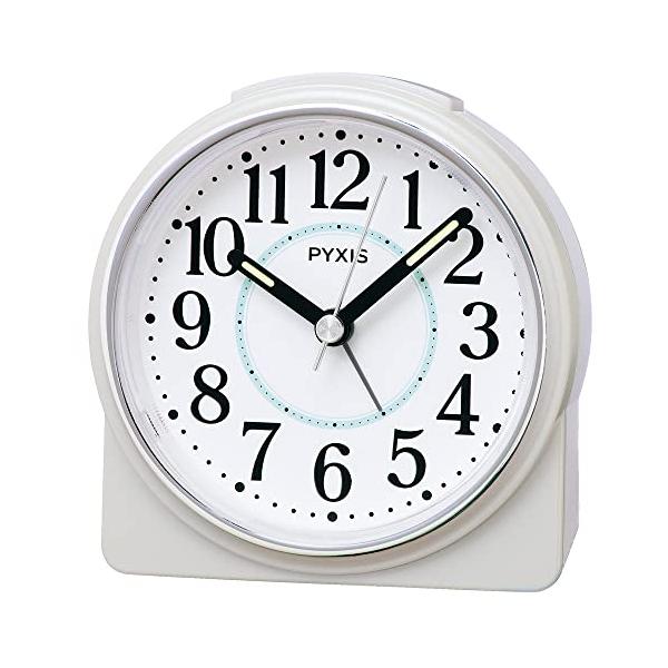 セイコークロックSeiko Clock 目覚まし時計 置き時計 アナログ 白パール 89×86×47mm PYXIS ピクシス NR451W