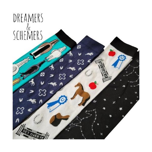 馬をモチーフとした印象抜群のソックス。かかとのないフリーサイズなので、どなたにでもお選びいただけます。dreamers &amp; schemers socksドリーマーズ&amp;スキーム■ブランド dreamers &amp; sche...