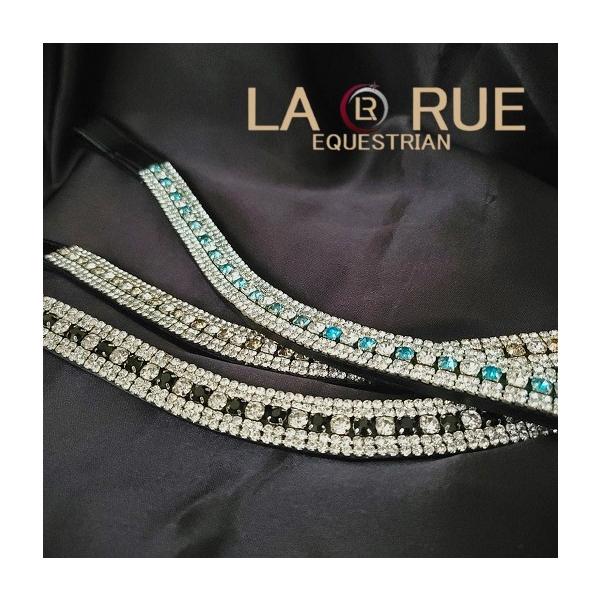 LA・RUE　スワロフスキークリスタル　5ライン　カーブ額革　乗馬用品　馬術 送料無料 LA・RUE スワロフスキークリスタル 5ライン カーブ額革