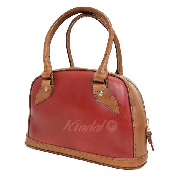 冬の華 J＆M Davidson レザーミニボストンバッグ ブラウン×レッド