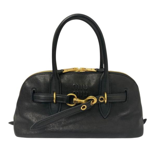 AA048 ミュウミュウ MIUMIU エナメル ハンドバッグ ブラック miu miu（ミュウミュウ） スモールアバンチュールナッパレザートップ