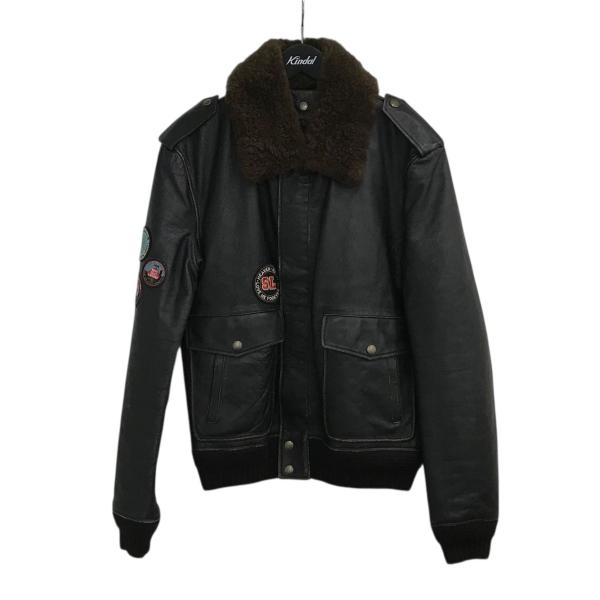 13aw サンローラン　ムートンジャケット　レザージャケット サンローランパリ Saint Laurent Paris パッチ付き裏地ムートンレザー