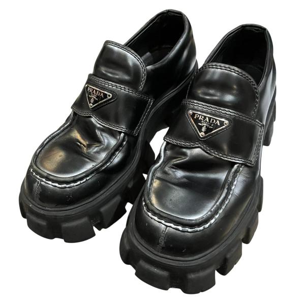 【美品】PRADA プラダ モノリス ローファー 28cm サイズ9 ブラック PRADA（プラダ） 【値下げ】PRADA モノリス ブラッシュドレザー