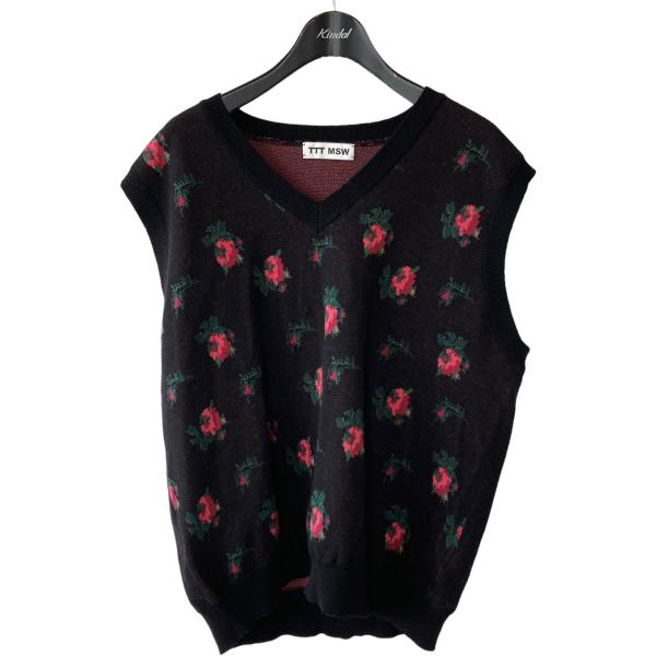 TTT MSW 20AW Flower Knit Vest ニットベスト ブラック サイズ