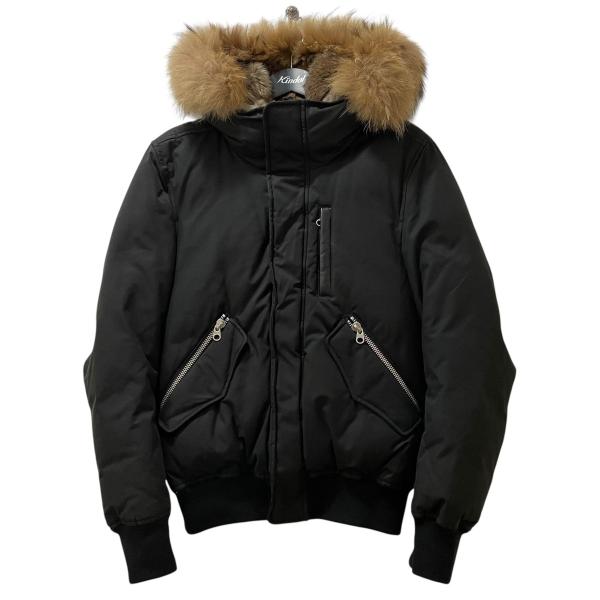 ✿マッカージュ✿レザー切り替え　フーディージャケット　ブラック　美品 Mackage マッカージュ 中綿ジャケット GERRY メンズ キルティング