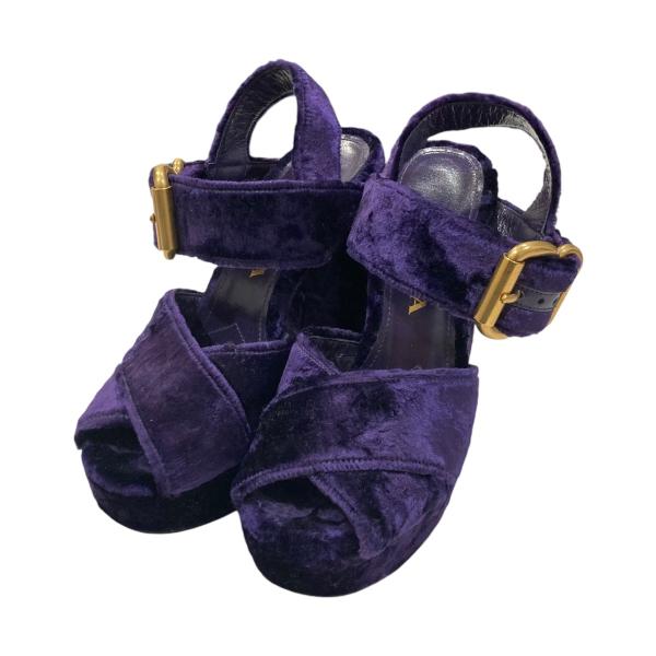 PRADA 【値下げ】PRADA ベロアプラットフォームサンダル パープル  