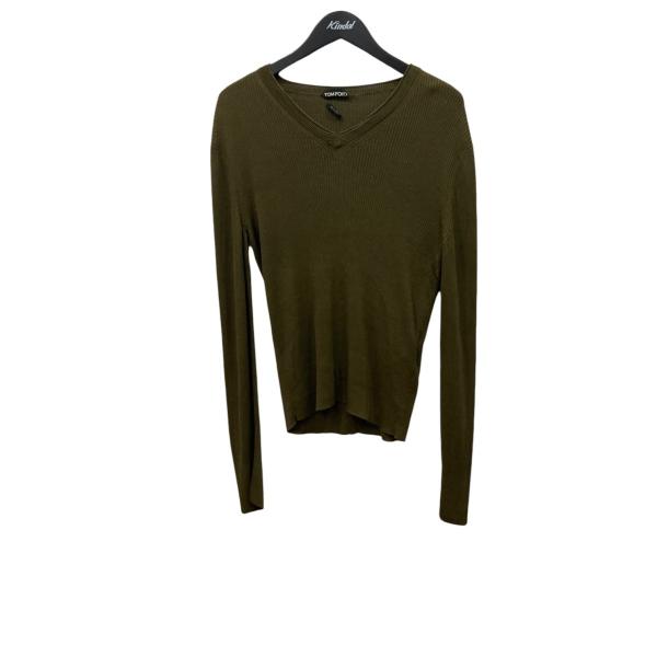 TOM FORD（トムフォード） TOM FORD Vネックニット BTS23 オリーブ