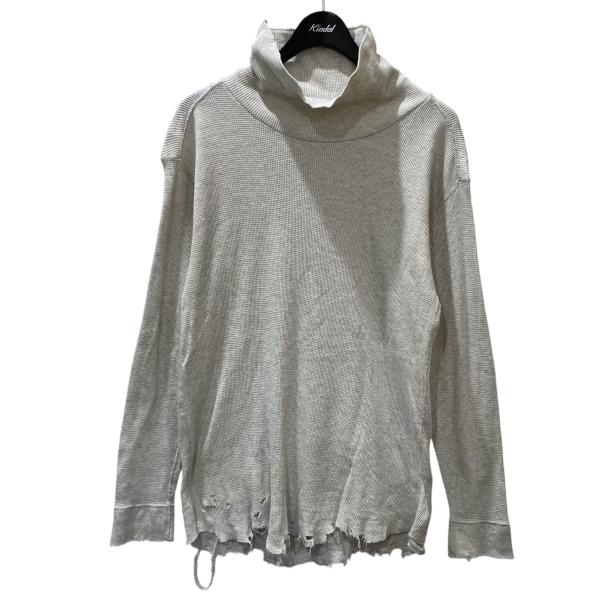 値下げ】ANCELLM ダメージ加工ワッフルハイネックカットソー DAMAGE