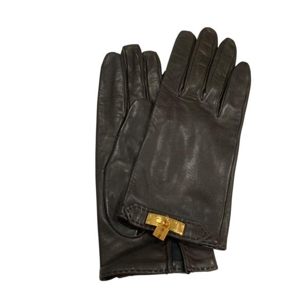 エルメス　グローブ　ソヤ HERMES エルメス ソヤ ケリー レザーグローブ ブラウン