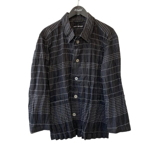 ISSEYMIYAKE ブラック　シャーリング　プリーツ　変形　薄手　カットソー ISSEYMIYAKE ブラック シャーリング プリーツ 変形 薄手 カットソー