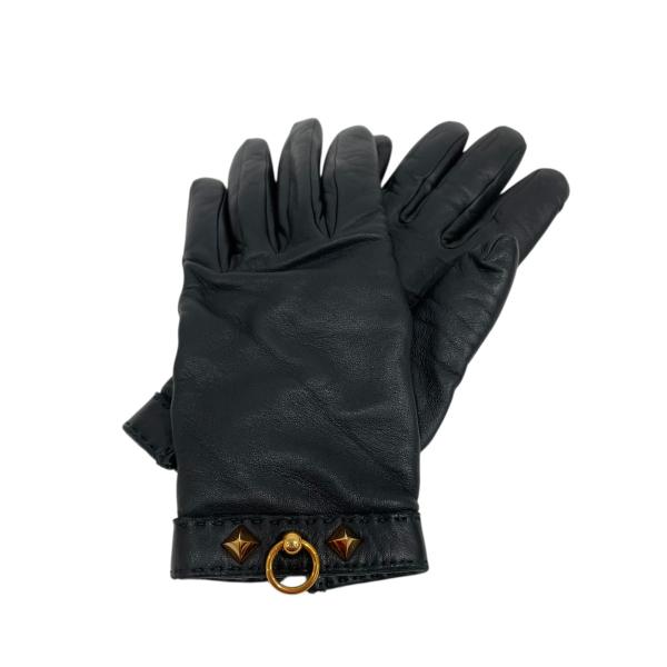 値下げ！エルメス　手袋　オープンフィンガー HERMES（エルメス） 【値下げ】HERMES 革手袋 ブラック サイズ：6.5