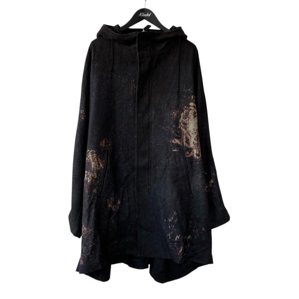 【値下げ】GROUND Y 26AW 25-FLANNEL FLORAL PATTERN FRONT OPEN PONCHO COAT コート GL-