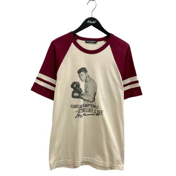 ドルチェアンドガッバーナ DOLCE ＆ GABBANA MUHAMMAD ALI 半袖カットソー G8AG1T G7VI7 ベージュ×レッド サイズ