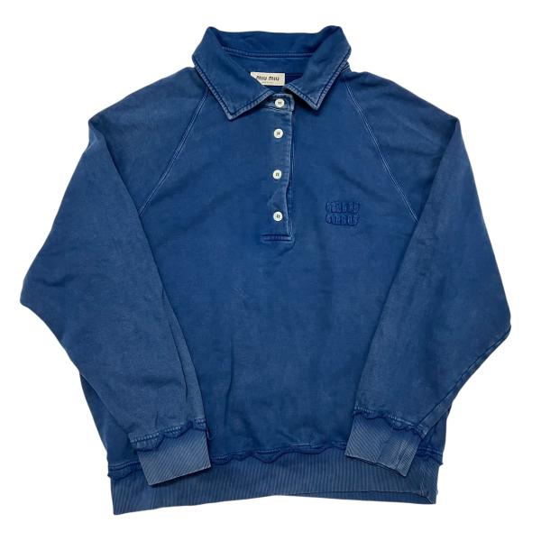 MIU MIU - MIUMIU ミュウミュウ MJL914 S231 15AT ガーメントダイ コットンフリース スウェット シャツ ブルー系 M【中古】 MIUMIU ミュウミュウ MJL914 S231 15AT ガーメントダイ コットン