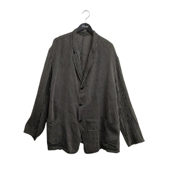 COMOLI 26SS ストライプ ジャケット 1 D01-01035 コモリ COMOLI（コモリ） COMOLI 26SS ジャケット D01-01035 カーキ×ブラック