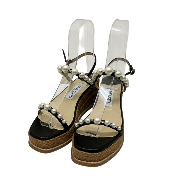 JIMMY CHOO 【値下げ】JIMMY パール装飾サンダル ブラック
